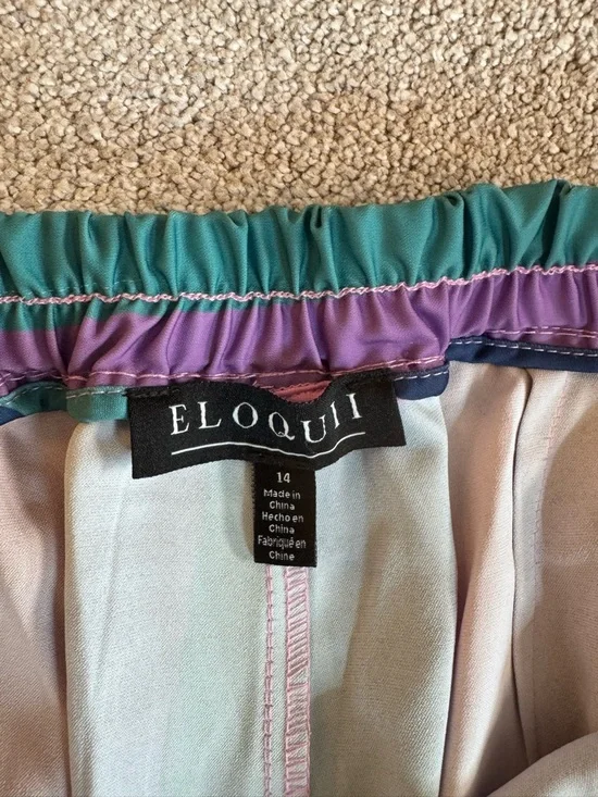 Eloquii Bright Multi-Stripe Wide-Leg Pants - Picture 4 of 6